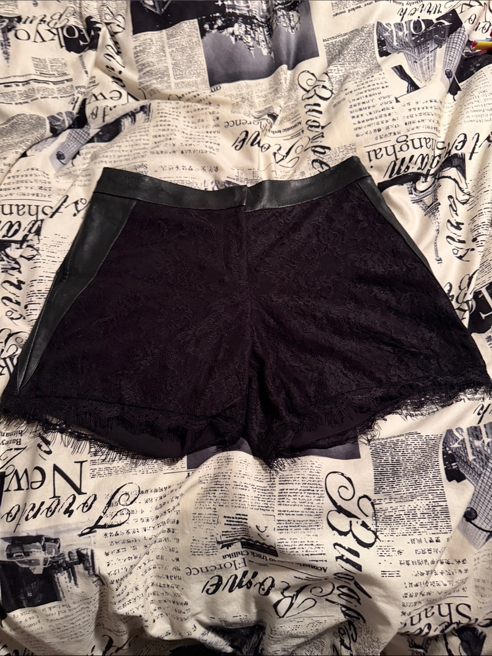 Sachin + Babi Black Lace High-Waist Shorts
